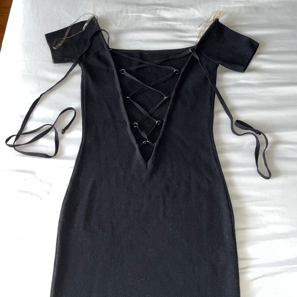 Black open back dress